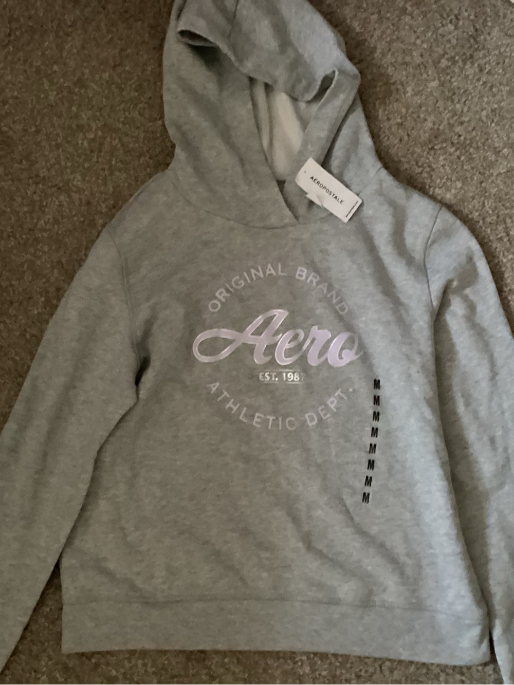 Aeropostale Gray Hoodie with Lilac Aero Script